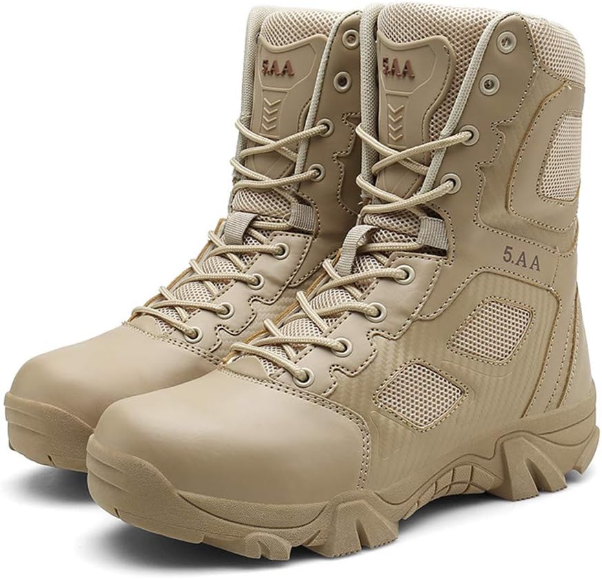 Men's Outdoor Hiking Trekking Breathable Side Zip Lace Up Military Combat Tactical Boots