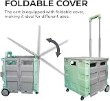 Berry 40 kg Foldable Shopping Trolley Mint Green Grey Four Wheels Telescopic view 5