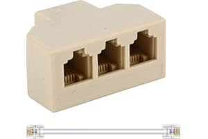 LANSENSU Phone Splitter Way Telephone Adapter RJ11 6P4C Female to Females for Landline and Fax -1Pack (3 Way)