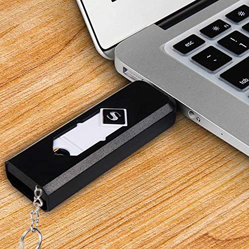 Electronic Cigarette Lighter, Atian USB Rechargeable Lighter with Keychain Touch Ignition Lighter Double Sided Windproof Plasma Flameless Lighter for Candle,Push-Out USB Socket No Data Line Required - Thumbnail 6