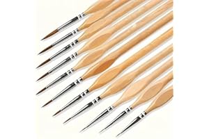 Painting Detail Brush Set | 11 Pieces | Fine Tipped Brushes | Suitable for Micro Painting, Acrylic Painting, Watercolor Paint