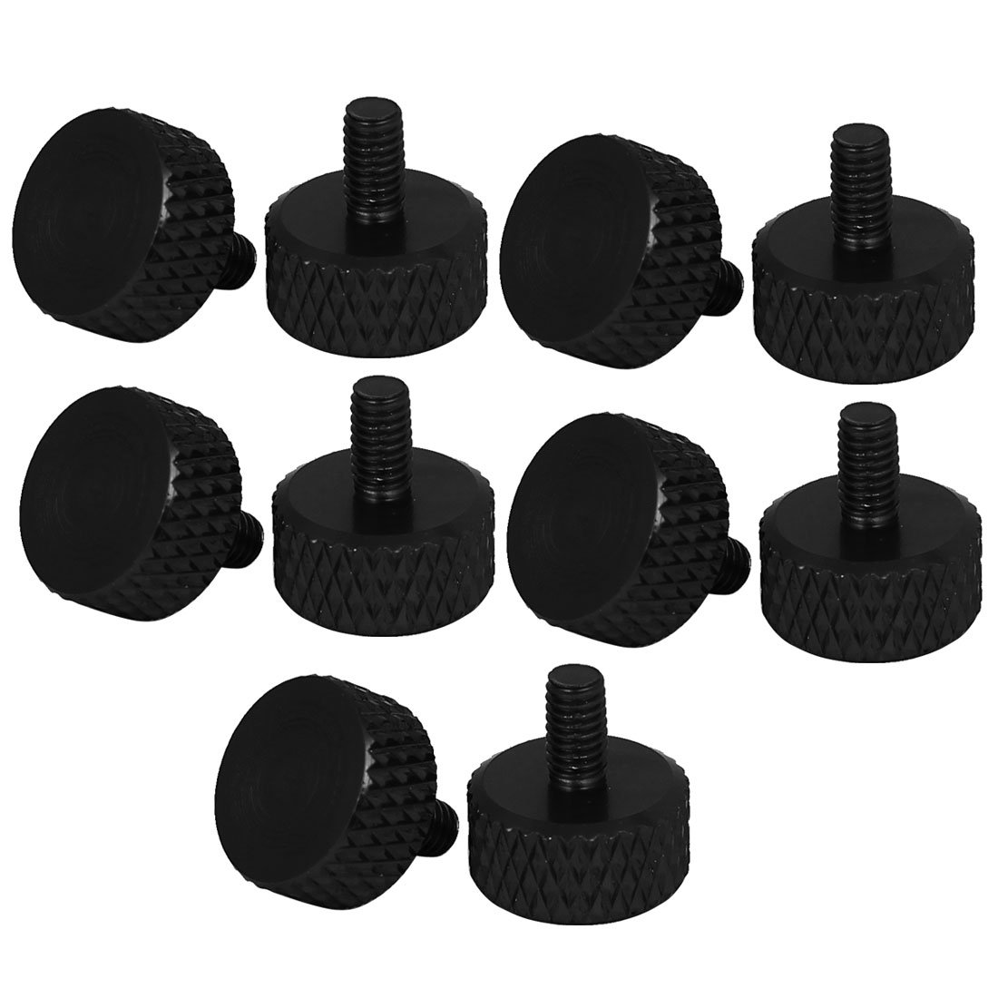 sourcing map Graphics Card Metric M3.5-0.6x6mm Flat Head Knurled Thumb Screws Black 10pcs