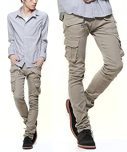 スキニー カーゴパンツ メンズ ストレッチ ミリタリーパンツ