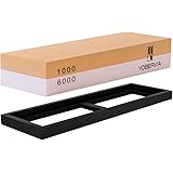 Knife Sharpening Stone, 2-Sided Whetstone with Non-Slip Base, Best Kitchen Blade Sharpener, Grit 1000/6000 Waterstone