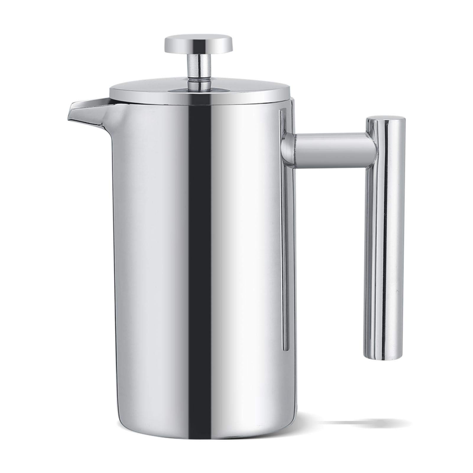 French Press Coffee Maker,350ML Stainless Steel Double Wall Insulated Coffee Maker French Press Tea Pot with Filter for Home Office(Silver)