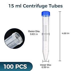 100Pack 15ml Centrifuge Tubes with Screw