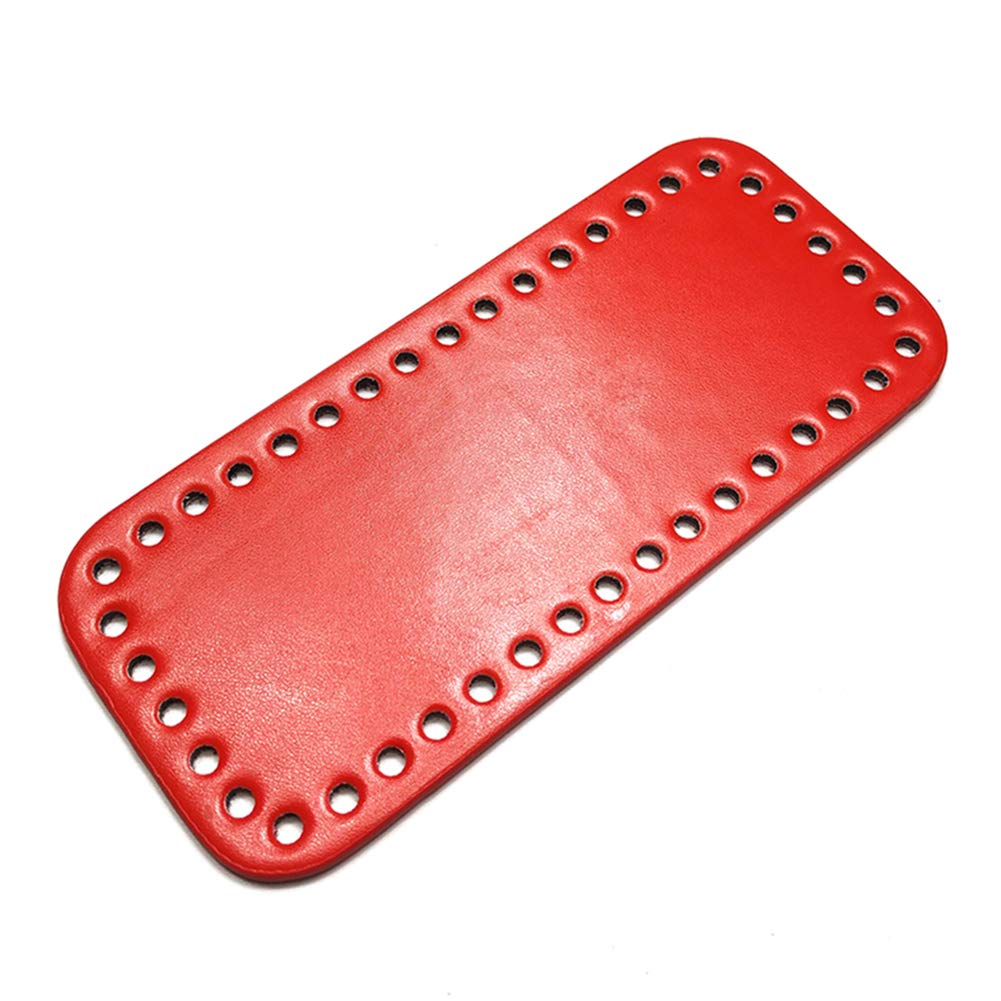 Asudaro Pocket Bottom for Crocheting PU Leather Woven Rectangular Bag, Perforated Bottom Bag, DIY Shoulder Bags Accessories Crochet Base Pocket Bottom for Women Handbag Shoulder Bag Red