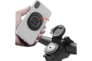 sincetop Bike Phone Mount,Mountain Bicycle Stem Phone Holder,Aluminum Handlebar Cell Phone Clamp,Gravel/MTB/Road E-Bike Cycling Cell Phone Clip,Quick Release Attach/Detach-Black【Series C-1st Gen】