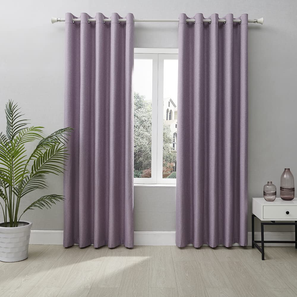 Coastline Textured Veiny Woven Thermal Blackout Eyelet Curtains (Lilac, 66x90)