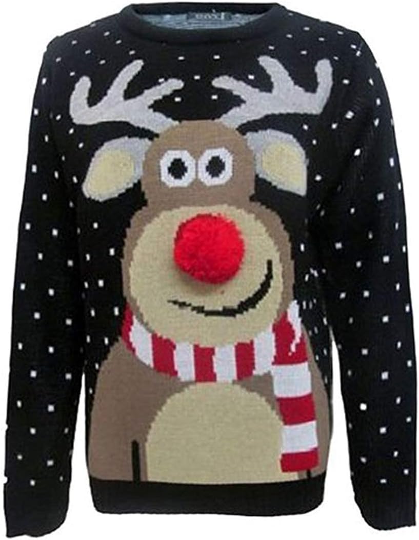 FashionClothing New Ladies Mens Retro Vintage Xmas Jumper Womens Filthy Animal Reindeer Snowman Rudolph Pom Pom Sweater Retro Novelty Pullover Top S-3XL