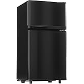Manastin 3.6 Cu.Ft Refrigerator with Freezer for Kitchen Office, Black | Double Door Small Fridge with Freezer, 7-Level Thermostat, Adjustable Shelves &amp; Quiet Operation for Dorm and Bedroom