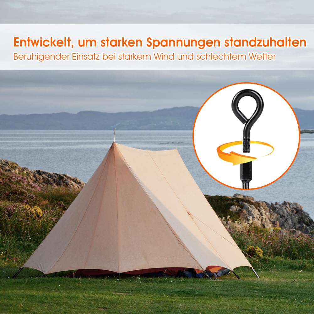 Bodenanker Erdanker, Bodenanker Trampolin Zum Eindrehen, 4er Set Heavy Duty Trampolin Anchor für Zelte, Schaukelgestell, Vordächer, Camping, Widerstehen Starkem Wind Rostfrei 2