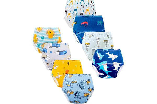 Potty Training Underwear for Boys, Toddler Learning Designs Training Pants(8 Packs,Multi-colored, 3-4T, M)