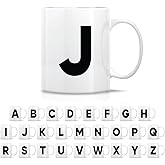 Retreez Initial A-Z Alphabet Monogrammed Monogram Mug 11 Oz Ceramic Tea Coffee Mugs - Graduation Appreciation Thank You Holiday Birthday Gifts for her friend coworker mother father sister - J Initial