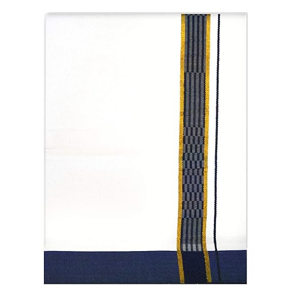 Mens Cotton Fancy Border Normal Dhoti (Size : FS-Per Piece - 2Mtrs) Color Blue