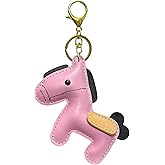 Fuerxy Leather Horse Bag Charm, Kawaii Animal Charm for Purse Handbags Bag Accessories Horse Key Charms