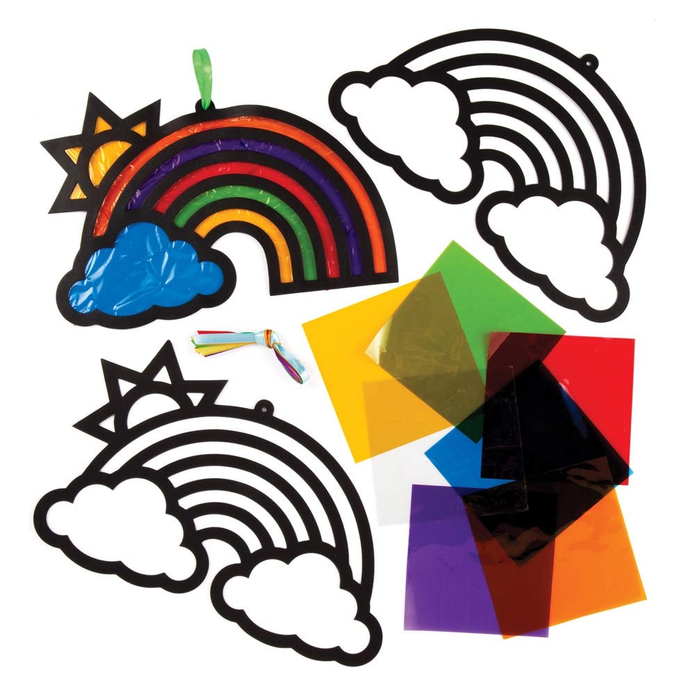 Baker Ross AW409 Rainbow Stained Glass Decorations Kits (Pack of 6)