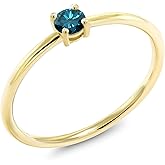 Gem Stone King 10K Yellow Gold 3.5MM Round Gemstone Birthstone Solitaire Engagement Ring | Wedding Anniversary Promise Gold Ring For Women | Available In Size 5, 6, 7, 8, 9