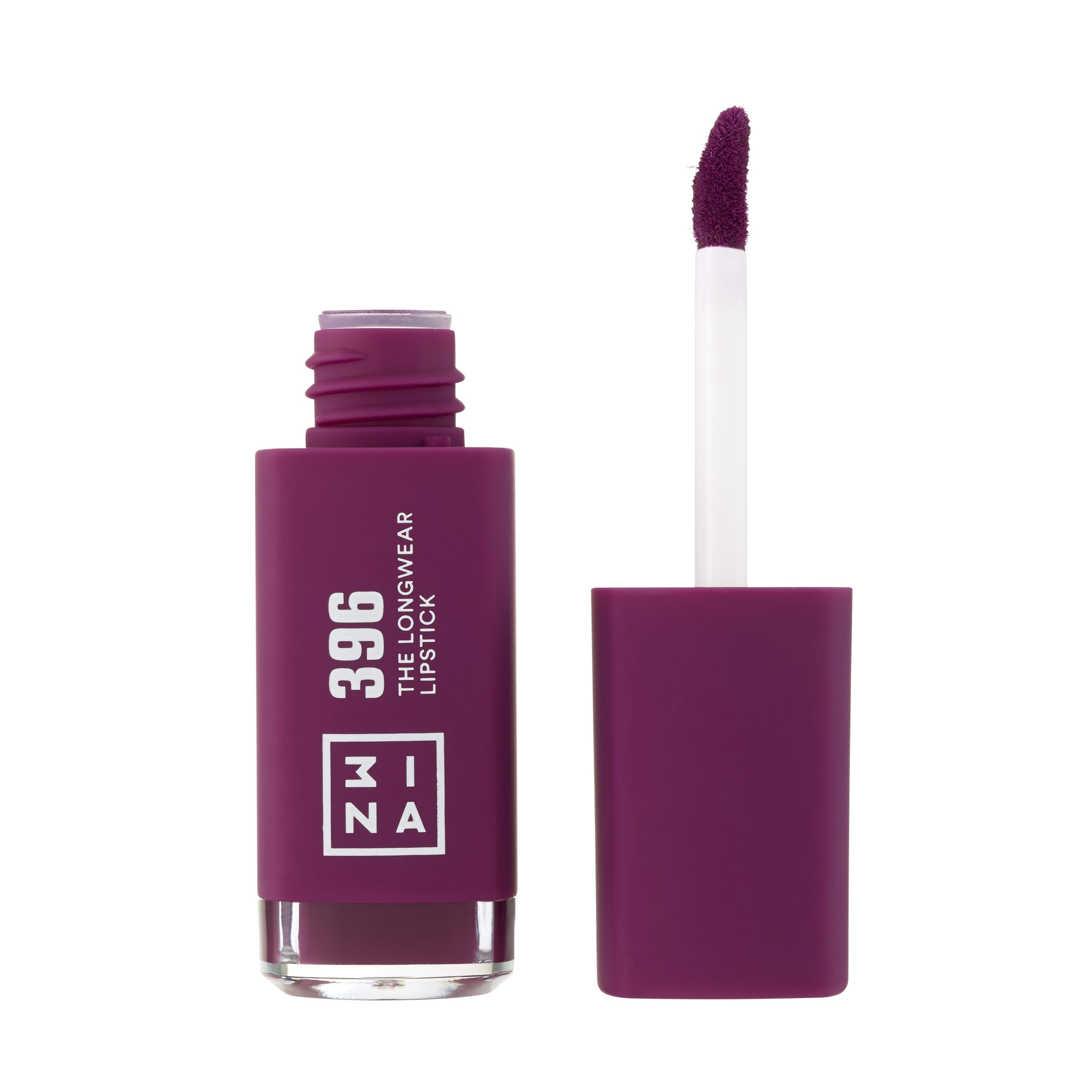 3INA MAKEUP - Vegan - Cruelty Free - The Longwear Lipstick 396 - Dark purple - Long Lasting Liquid Lipstick - Highly Pigmented - Intense Colours - Fast Drying Formula - Wand Applicator - Matte