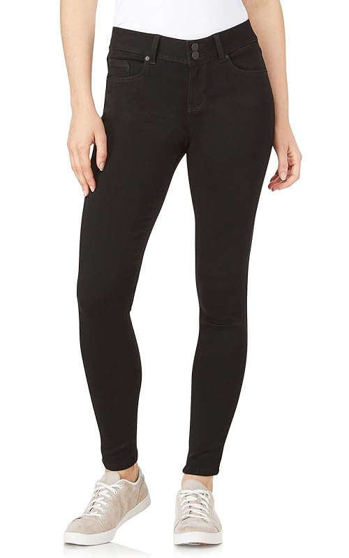 WallFlower Women's Ultra Skinny Mid-Rise Insta Soft Juniors Jeans (Standard and Plus), Black, 9