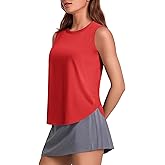 PINSPARK Workout Tank Tops Woman UPF 50+ Yoga Tanks Quick Dry Sleeveless Gym Shirts with Side Slits Loose Fit Athletic Top