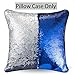 URSKYTOUS Reversible Sequin Pillow Case Decorative Mermaid Pillow Cover Color Changing Cushion Throw Pillowcase 16” x 16”,Dark Blue and Silver