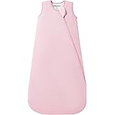 HEDSYOUHH 1.0 Tog Baby Sleep Sack, Wearable Blanket for Infants & Toddlers, Bamboo Rayon, 2-Way Zipper, Sleeping Bag for Newborn Babies, Lightweight for Spring & Autumn,Pink,M