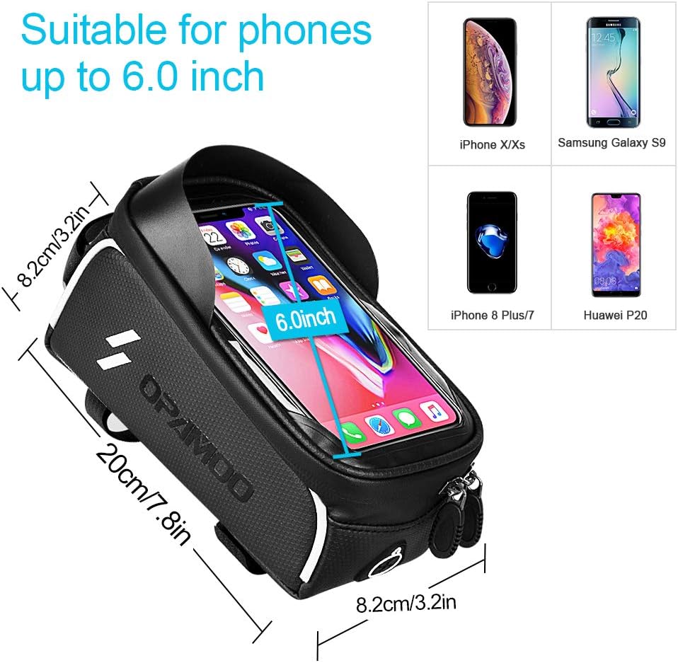 Bike Phone Front Frame Bag - Waterproof Bicycle Top Tube Cycling Phone Mount Pack Phone Case for 6.5’’ iPhone Plus xs max : Sports & Outdoors