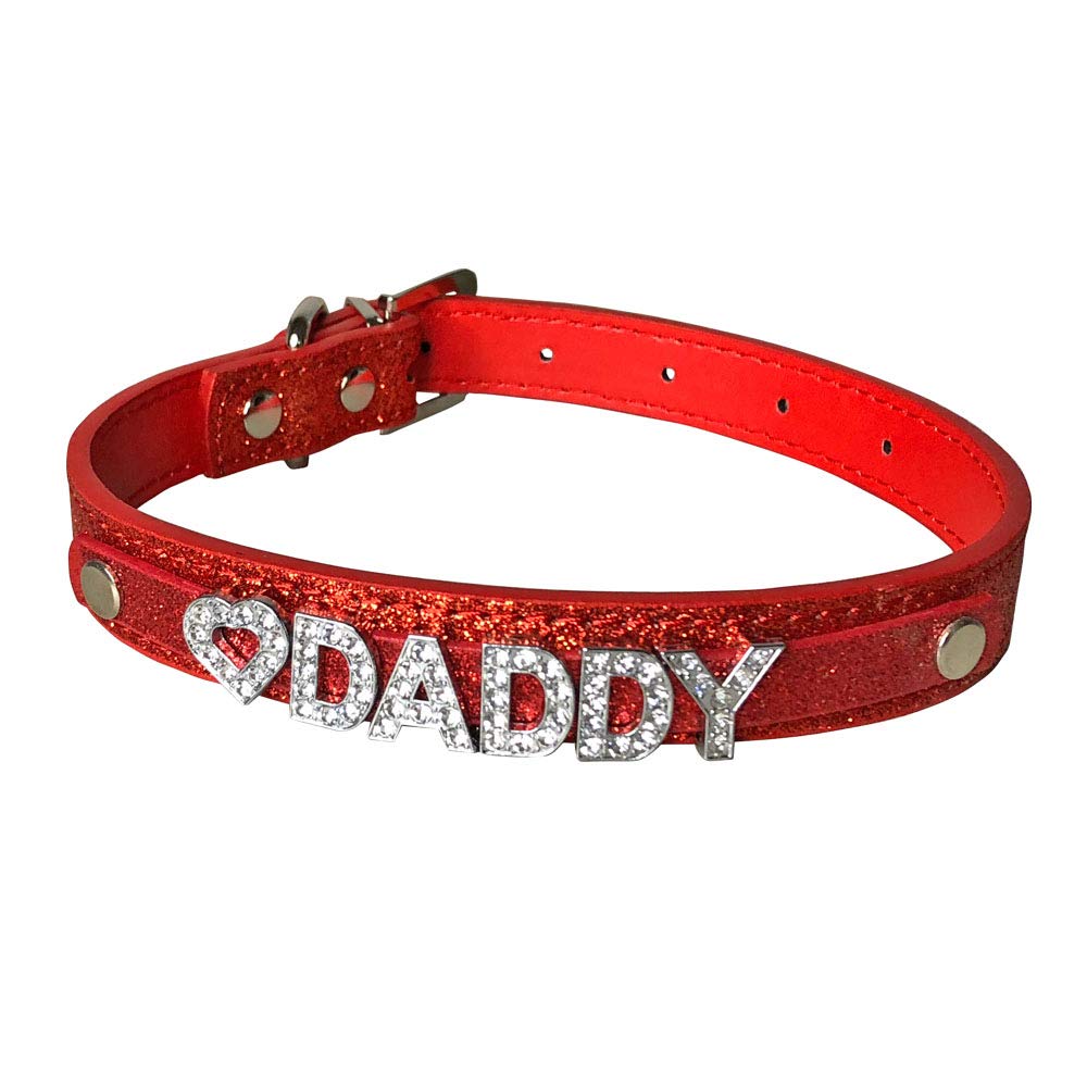 Daddy Dom DDLG/ABDL Leather Collar (Dark red)