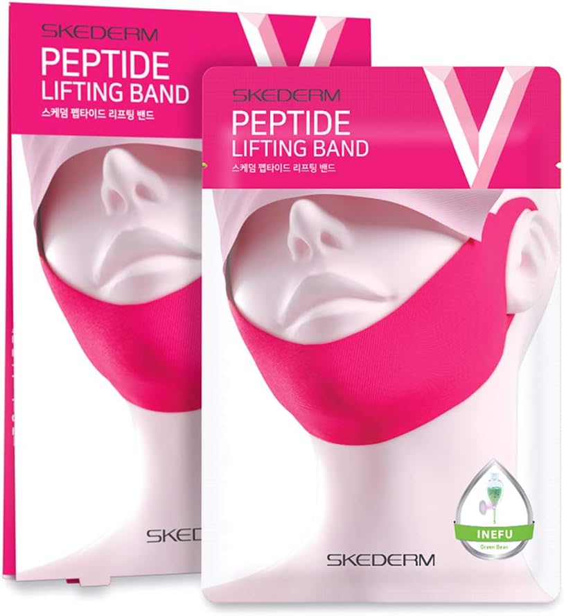 SKEDERM Peptide Facial Lifting Mask for Face and Chin Line, Double Chin Reducer, V Line, Chin Up Patch, Firming Tightening Slimming Lift Tape Neck Face Mask, Pack of 1