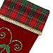 Valery Madelyn 21 inch Traditional Holly Leaves Christmas Stockings, Large Farmhouse Christmas Stockings with Red Green Tartan Cuff, Themed with Tree Skirt (Not Included)
