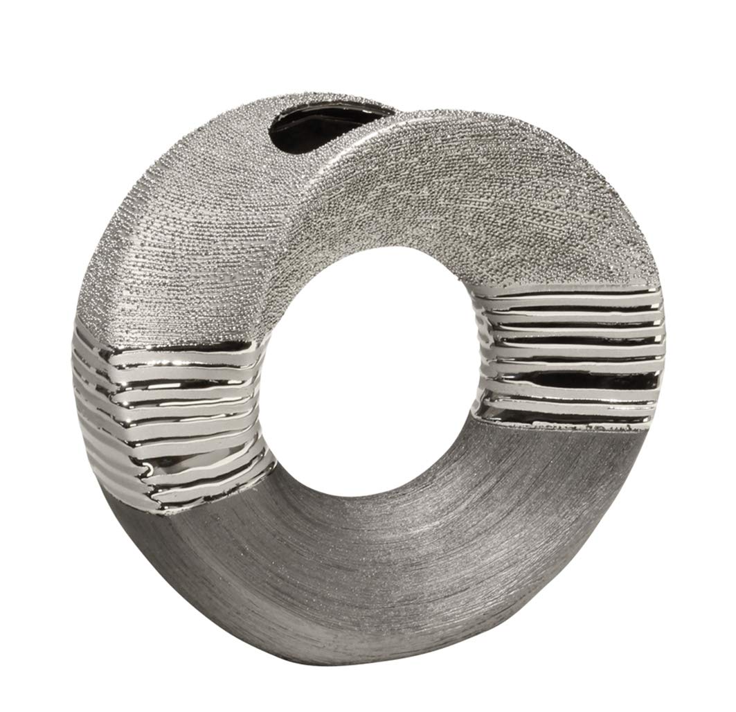 Modern deco vase flower vase made of ceramic in silver 18x17 cm