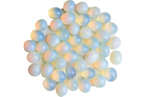 Ainuosen 2LBS Natural Polished Tumble Gems Crystals Rocks,Glass Marbles Pebbles Beads for Vase Fillers,Floral Decorations,Aquarium Gravel Stones,Succulent Plants Decor(Opal 0.8-1in)