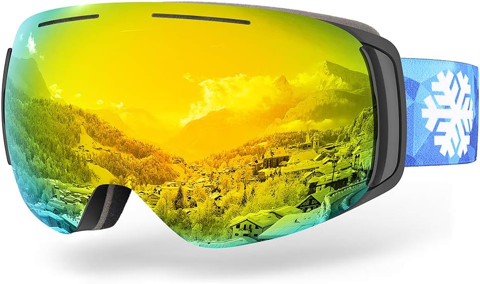 Snowledge Frameless Ski Snow Goggles, Snowboard Goggles for Women Men with Anti-Fog, 100% UV400 Protection and Quick Change Magnetic Lens