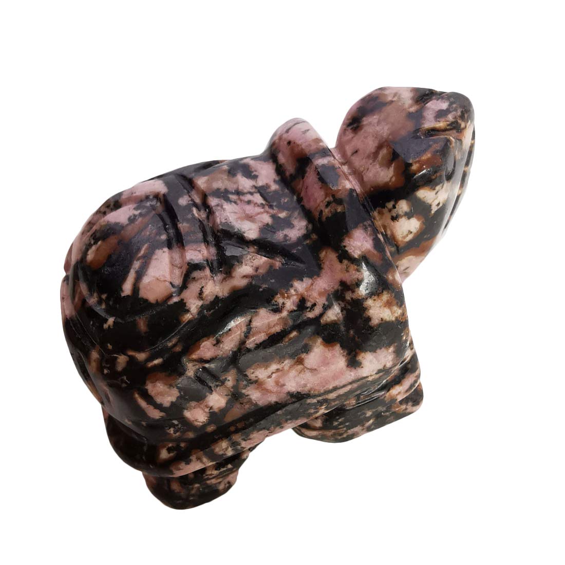 Lovionus89 Hand Carved Stone Crystal Turtle, 40mm Small Turtle Animal Figure Bag Statue Sculpture, Rhodonite