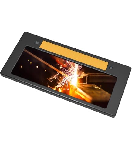 HARFINGTON Welding Lens 5.24 x 4.5 Shade 11 Glass Replacement Welding Lenses Darkening Filter Plates for Welding Helmet, Gold Coated Filter Glass