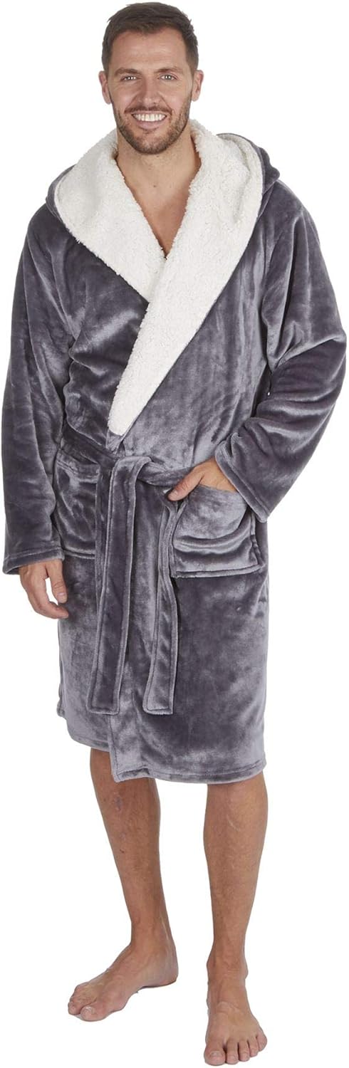 mens thick fluffy dressing gown