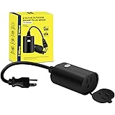 Minoston Zwave Outlet Plug, 800 Series Outdoor Z-Wave LR Smart Plug, On/Off Switch, Z Wave Hub Required, IP65 Weather-Resistant Waterproof, Built-in Repeater, Compatible with SmartThings Black (MP22Z)