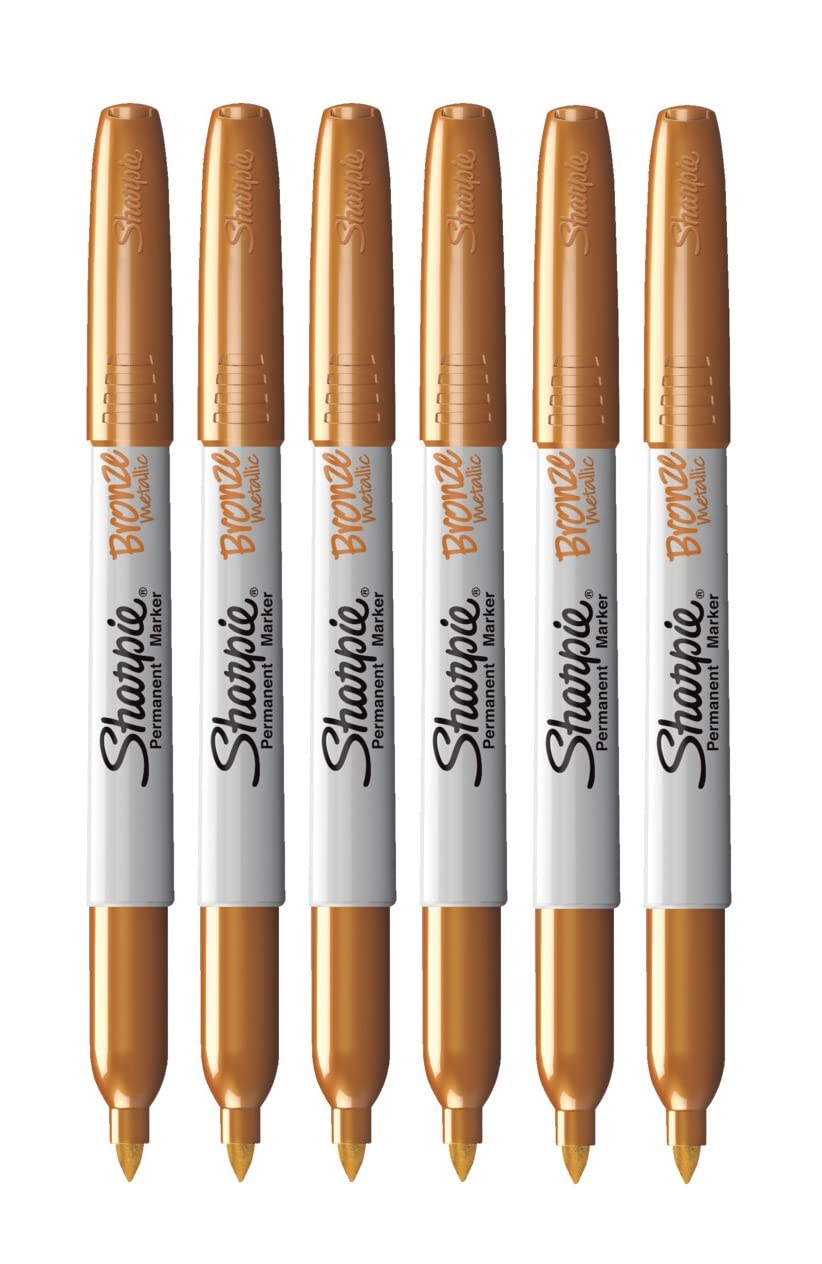 Sharpie Metallic Permanent Markers - Fine Point - Bronze - Pack of 6