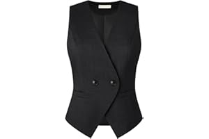 Belle Poque Sleeveless Vest Tops for Women 2025 Dressy Lightweight V Neck Button Suit Waistcoat Vests with Pockets