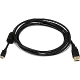 Monoprice 3-Feet USB 2.0 A Male to Mini-B 5pin Male 28/24AWG Cable with Ferrite Core (Gold Plated) (105447),Black