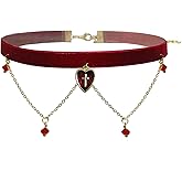 MOMOCAT Red Heart Cross Layered Choker Necklace for Women Vampire Goth Chokers Necklaces Beaded Emo Velvet Choker Gothic Chocker Tatoo Chockers for Women