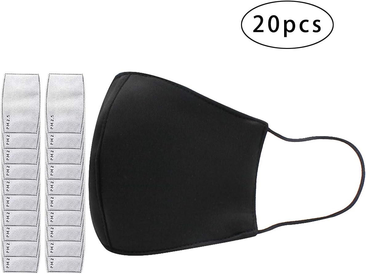 Women Men Fashion Mask Mouth Mask with 20 Filters for Camping Cycling Travel Outdoors (New Style+ Twenty Pack)