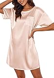 Ekouaer Silk Sleep Shirts for Women Satin