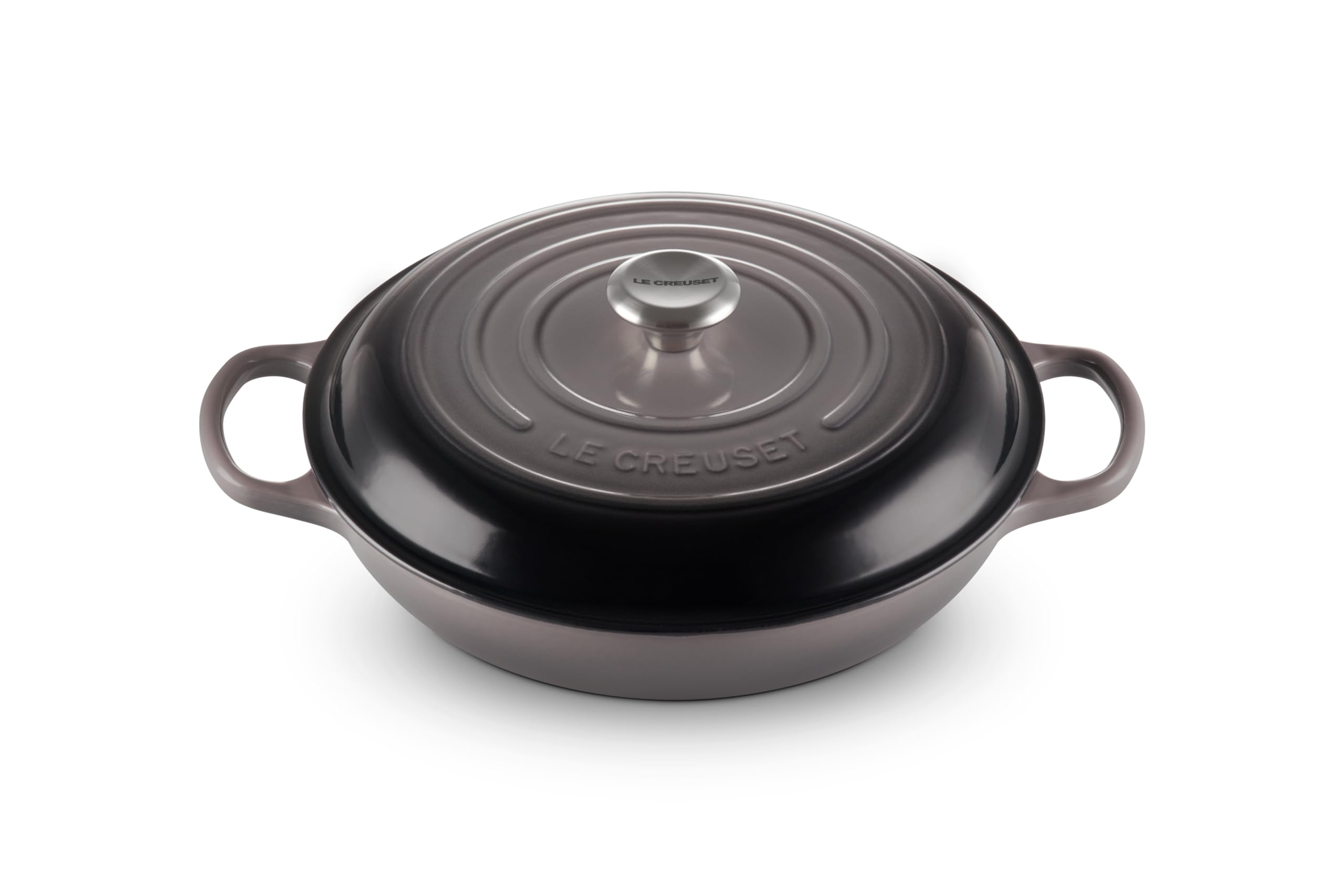 Le Creuset Signature Enamelled Cast Iron Shallow Casserole Dish With Lid, 30 cm, 3.5 Litres, Flint, 21180304442430
