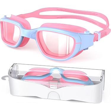 Eapsneg Kids Swim Goggles - Anti-Fog, Anti-Leak, UV Protection, Wide View, For Boys & Girls 4-12 Years, Pink - View #3