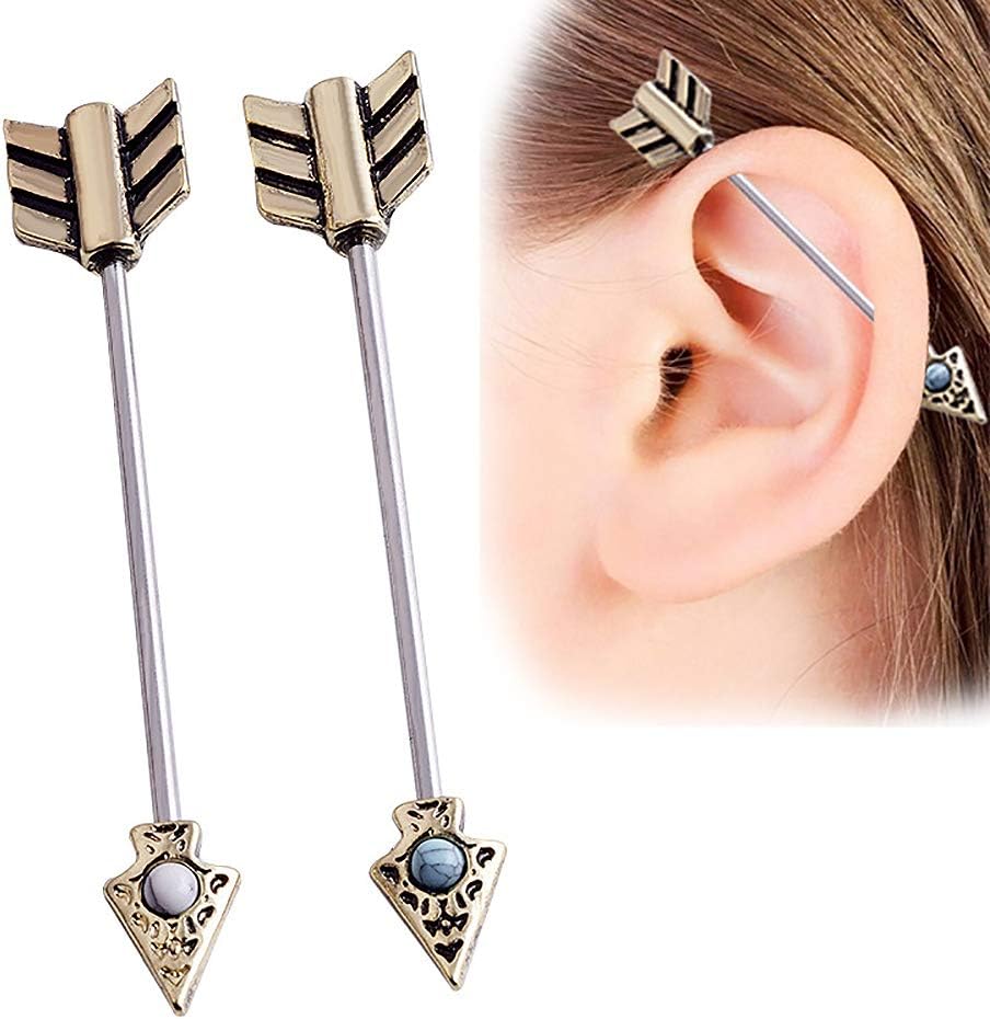 DHSHOP Arrow Long Ear Ear Bones Retro Industrial Turquoise Earrings