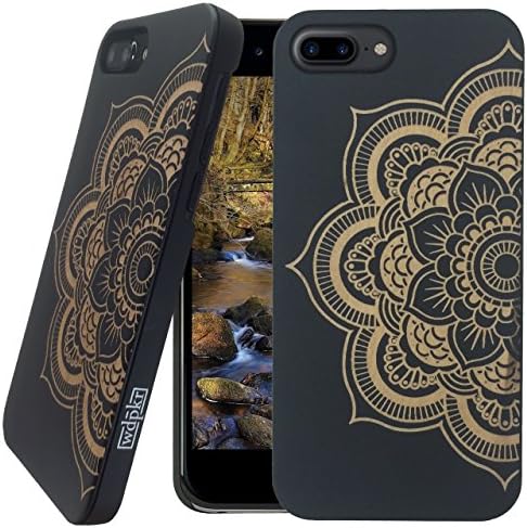 Wood iPhone Case - iPhone 7 PLUS / iPhone 7 PLUS Case - WDPKR Wooden Phone Cover - UNIQUE High Contrast Black Painted Wood Bumper Accessory for Apple iPhone 7 PLUS (Mandala)