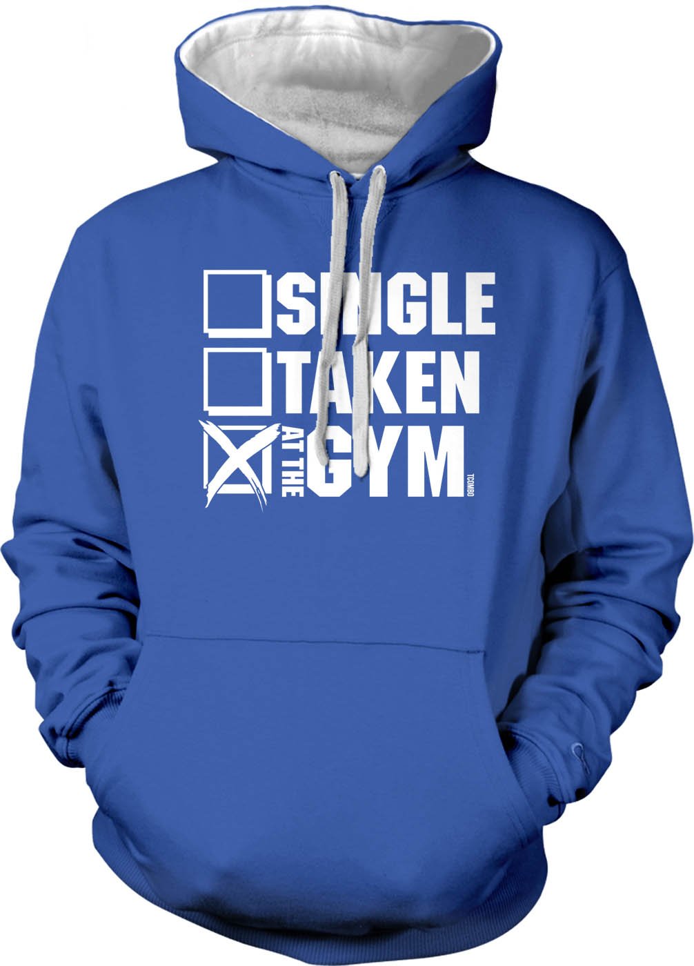 blue hoodie with white strings