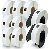 BETCKEY - Compatible File Folder Labels Replacement for Brother DK-1203 (0.66" x 3.4"), Use with Brother QL Label Printers [10 Rolls + 2 Reusable Cartridges]